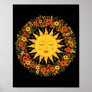 Poster Sol Espiritual Boho Fofo Boêmio Celestial Hippie