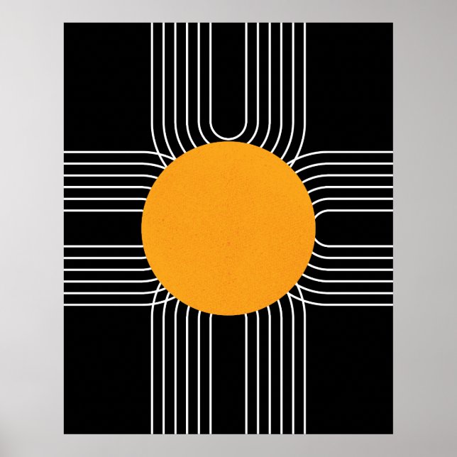 Poster Sol Geométrico Abstrato Boho Moderno de Meados de  (Frente)