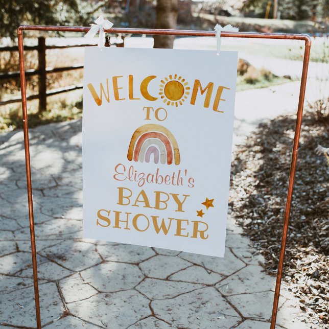 Poster Sol, Lua, Arco-Íris e Estrelas Única Bem-vindos (Criador carregado)