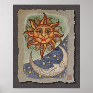 Pôster Sol Lua & Estrelas