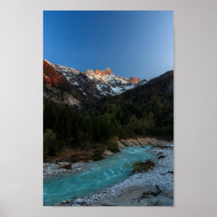 Poster Sol mágico sobre as montanhas e o rio