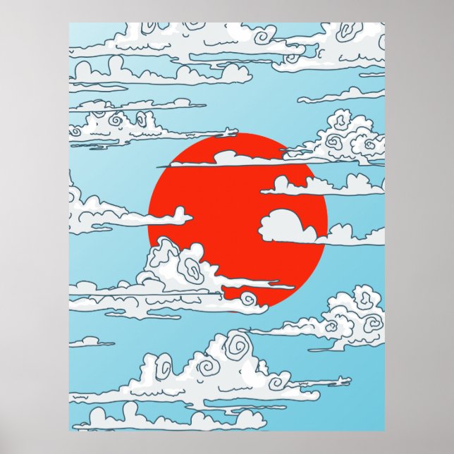 Poster Sol nascente japonês (Frente)