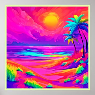 Poster Sol Neon e Prazer da Praia