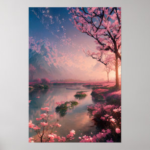 Poster Sol no lago Cherry Blossom