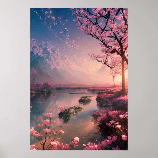 Poster Sol no lago Cherry Blossom (Frente)