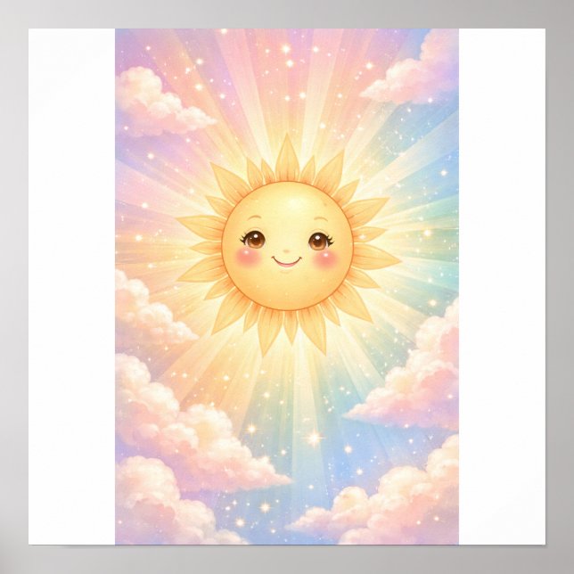Poster Sol Pastel Feliz Adorável (Frente)