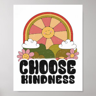 Poster Sol Paz Hippie Positivo Escolha Bondade Dia da Ter