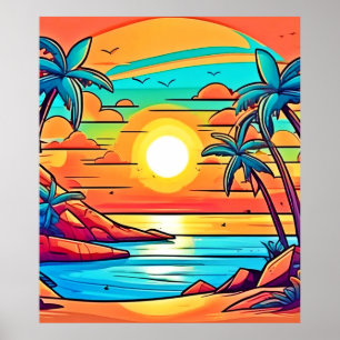 Poster Sol tropical: Costa vívida