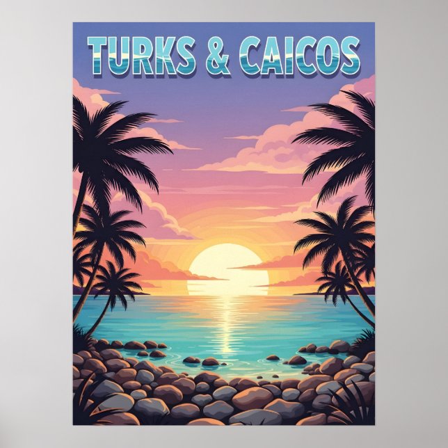 Poster Sol tropical das ilhas Turks e Caicos (Frente)