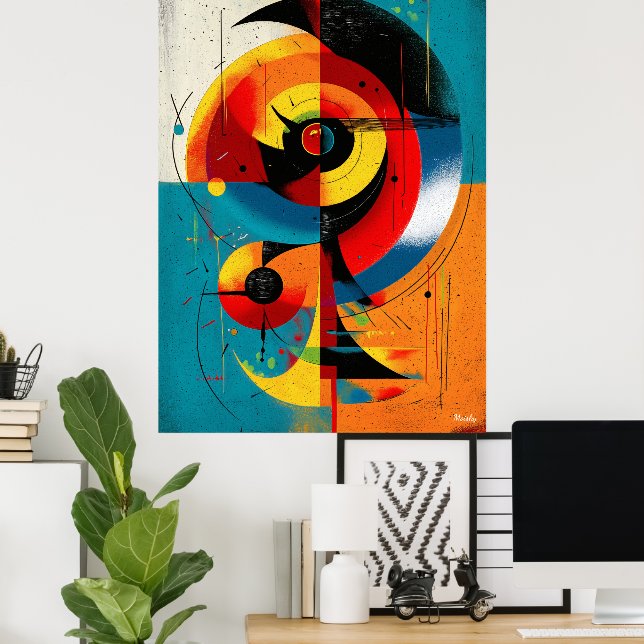 Poster Solar Axis – Mid-Century Bauhaus Symmetry Wall Art (Escritório em casa)