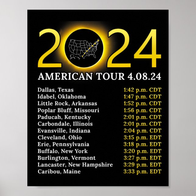 Poster Solar Eclipse 2024 American Tour 2024 Totality Tot (Frente)