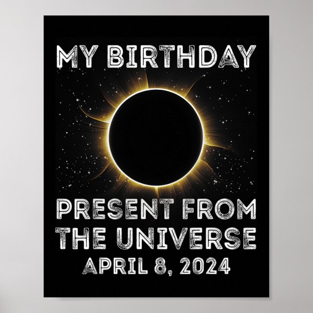 Poster Solar Eclipse 2024 Aniversário Presente 4.8.24 Tot (Frente)