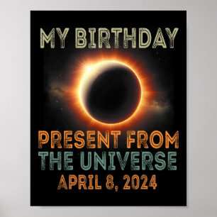 Poster Solar Eclipse 2024 Aniversário Presente 4.8.24 Tot