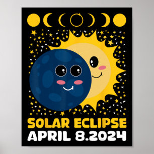 Poster Solar Eclipse 2024 Cute Kids Toddler Boy Total Ecl