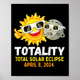 Poster Solar Eclipse 2024 Gles Engraçado Sun Moon Kids