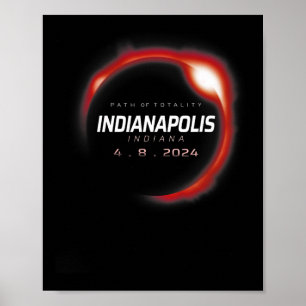 Poster Solar Eclipse 2024 Indianapolis Indiana abril 8 20