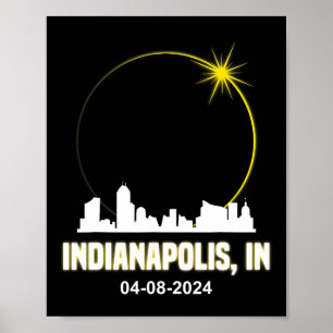 Poster Solar Eclipse 2024 Indianapolis Skyline Indiana Ec