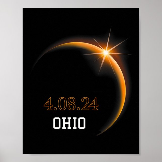 Poster Solar Eclipse 2024 Ohio Totality Primavera 4.08.24 (Frente)