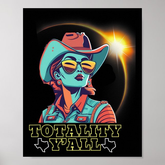 Poster Solar Eclipse 2024 Para Texas 4.08.24 Totalidade Y (Frente)