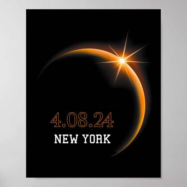 Poster Solar Eclipse 2024 Primavera de Totalidade de Nova (Frente)