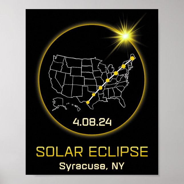 Poster Solar Eclipse 2024 Syracuse Ny New York Totality E (Frente)