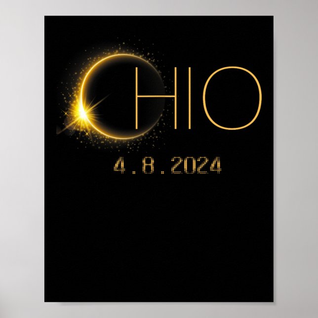 Poster Solar Eclipse 2024 Total Solar Eclipse State Ohio (Frente)