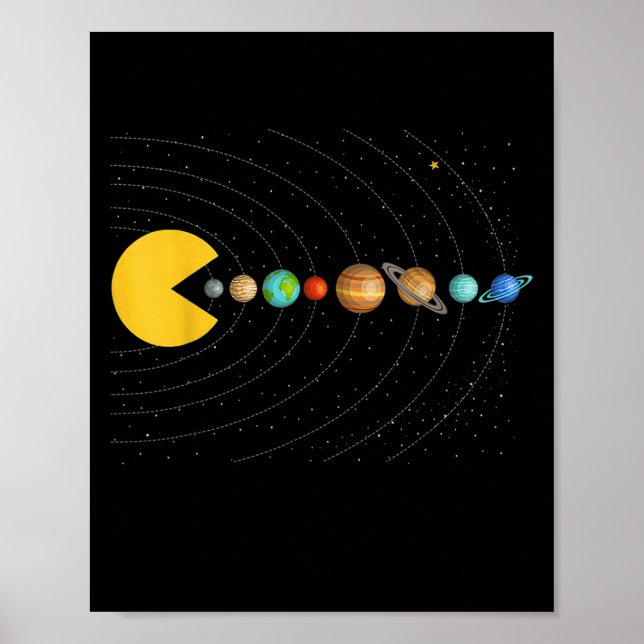Poster Solar System Astronomy Space Video Games Funny Gra (Frente)
