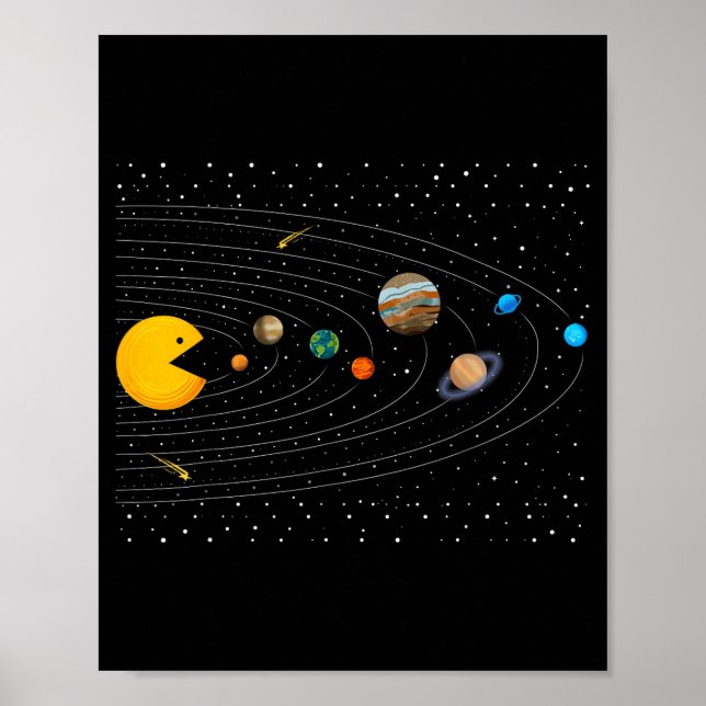Poster Solar System Video Game Funny Graphic Tees Planet  (Frente)