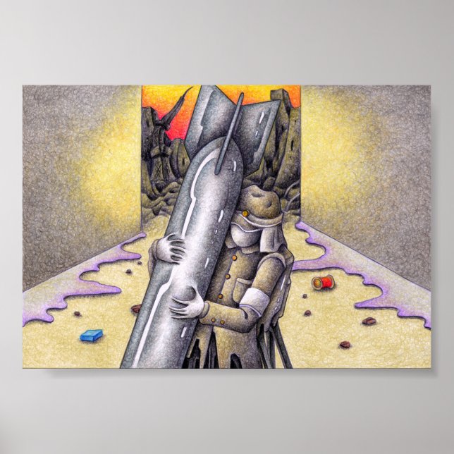 Poster Soldado abraçando a destruição. (Frente)