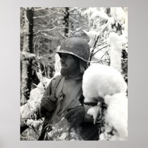 Pôster Soldado americano de WWII em Bastogne