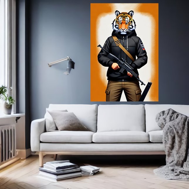 Poster Soldado antropomórfico do Tigre | Arte AI (Criador carregado)