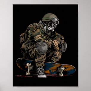 Poster Soldado com Fantasia Militar de Skate para Homem
