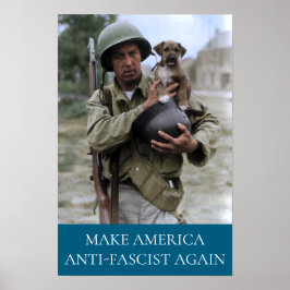 Poster Soldado da Segunda Guerra Mundial com cachorro MAA