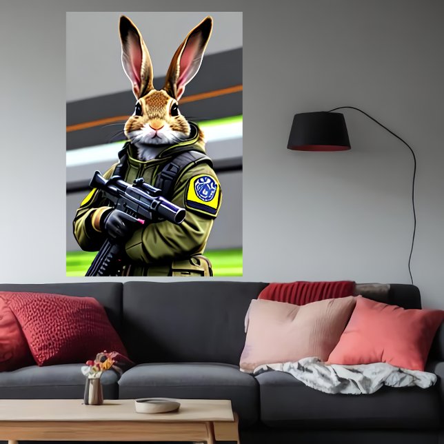 Poster Soldado de coelho legal antropomórfico | Arte AI (Criador carregado)
