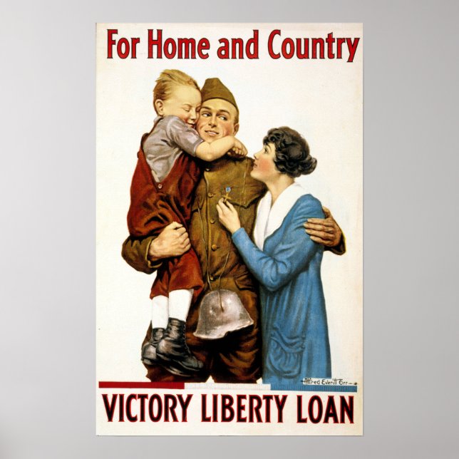 Poster Soldado Patriótico Vintage para Empréstimo da Libe (Frente)