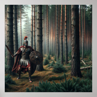 Poster Soldado romano em Verdant Forest