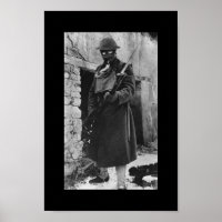 Soldado WI em máscara de gás