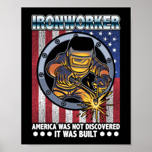 Poster Soldador de Construção da América Ironoperária Pat