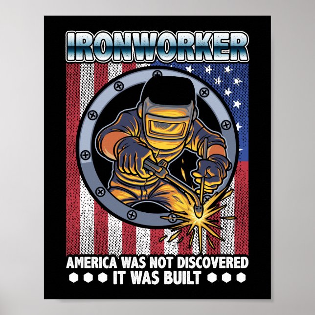 Poster Soldador de Construção da América Ironoperária Pat (Frente)