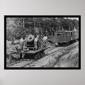 Pôster Soldados com canhão num vagão ferroviário 1864