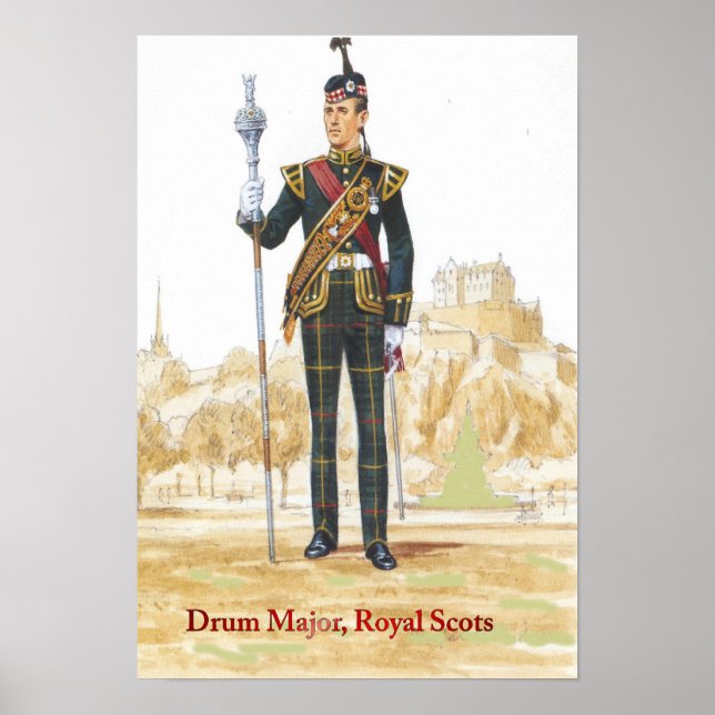 Poster Soldados da Rainha, Drum Major, Escoceses Reais (Frente)