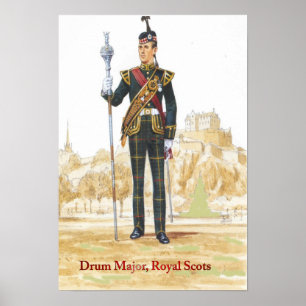 Poster Soldados da rainha, major de cilindro, escocês