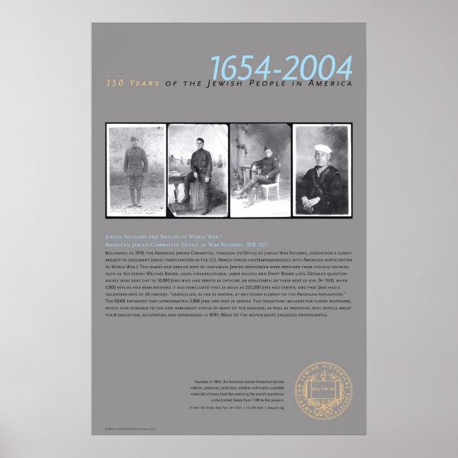 Pôster Soldados judeus e marinheiros na WWI (Frente)