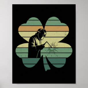 Poster Soldagem Retro Soldador Trevo Dia de São Patrício