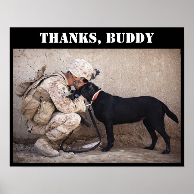 Poster Soldier in Fatigues with His Military Dog (Frente)