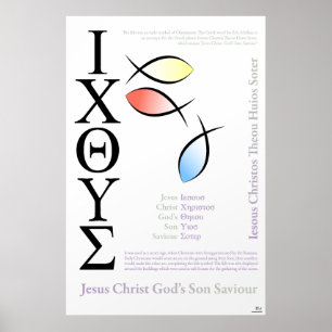 Pôster Soletração inglesa do símbolo dos peixes de Ict