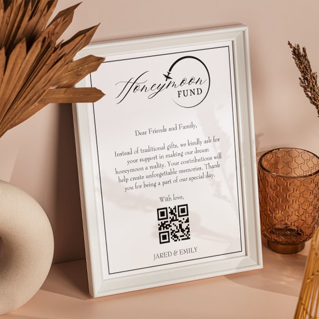 Poster Solicitação de fundos Qr para fundos de Viagem de  (Honeymoon Fund Qr Code Travel Fund Request Poster)