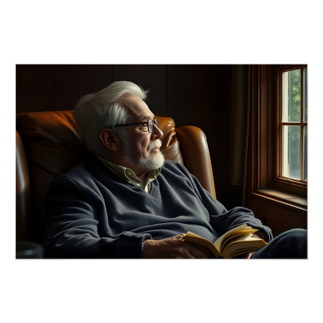 Pôster Solidão Idosa Pensiva (Frente)