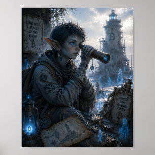 Poster Solidão / Observador / Farol Arruinado