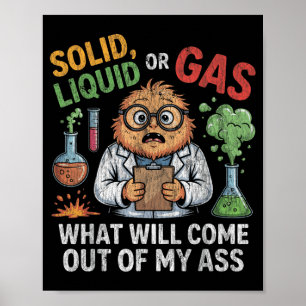 Poster Sólido Líquido Ou Gás Gato Divertido Física Ciênci